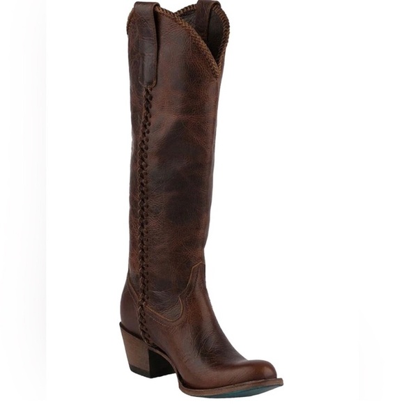 Lane‎ Plain Jane cognac western whipstitch cowgirl cowboy knee hi Boots size 9.5 - Picture 3 of 16